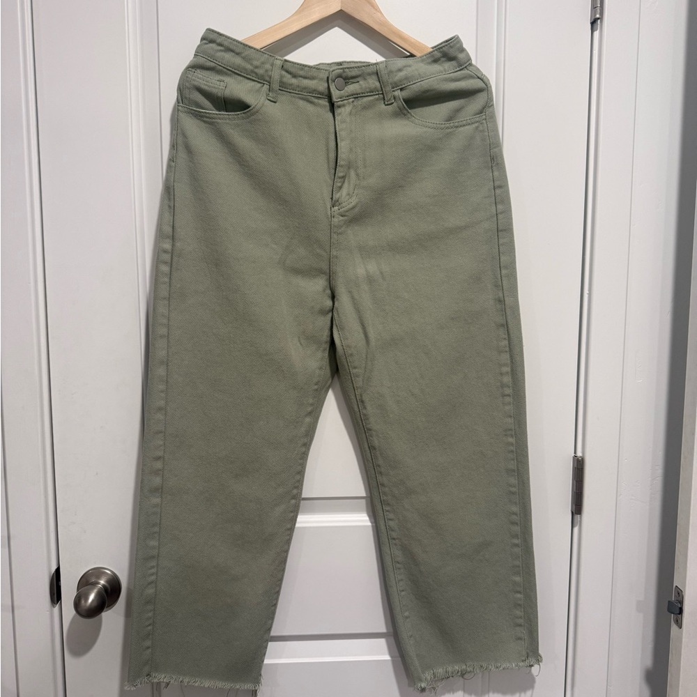 SHEIN Sage Green Women's Wedge Leg Jeans L